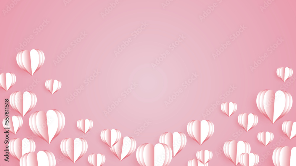 Happy valentine day. Paper elements in shape of heart flying on pink background. Happy valentine day. Paper elements in shape of heart flying on pink background.