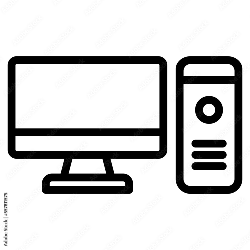 Computer line icon. PC, monitor, mouse, hardware vector design Computer line icon. PC, monitor, mouse, hardware vector design