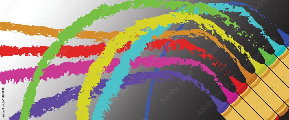 Fototapeta premium Abstract Colorful Background Layout Banners Design. Crayons. Horizontal Poster, Greeting Card, Header For Website 3