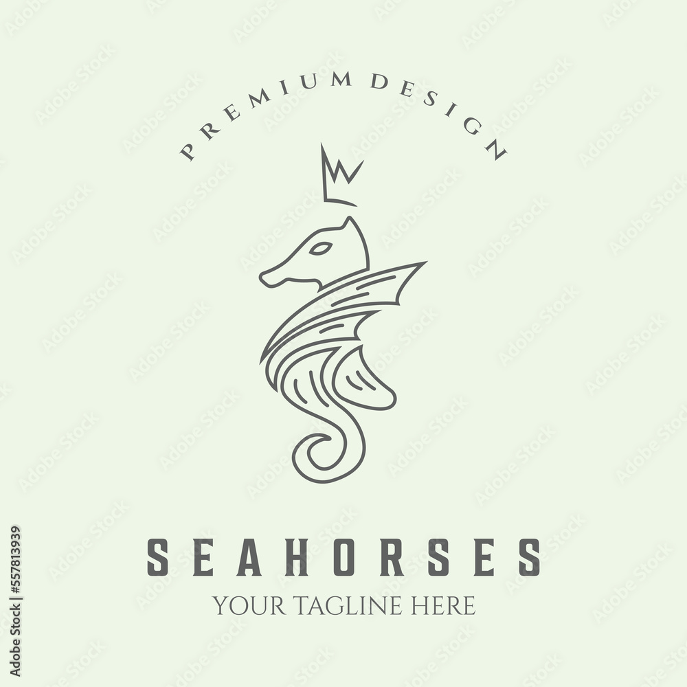 Fototapeta premium seahorses logo line art design minimalist illustration icon