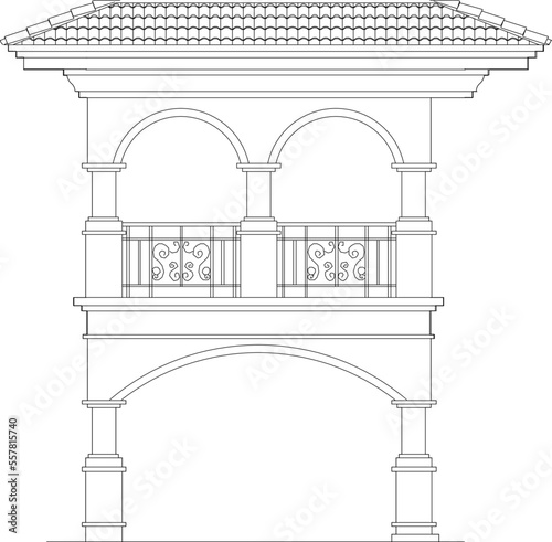 sketch vector illustration of classic gate detail with ancient feel.