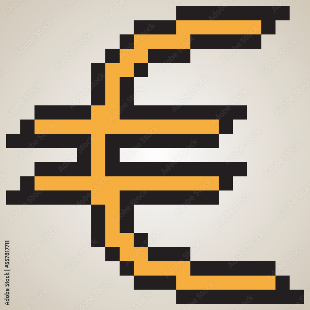 Fototapeta premium Pixel art euro symbol icon. Vector illustration