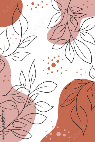 Abstract background of colored spots and floral pattern. Beautiful natural template for postcards, banners and screensaver