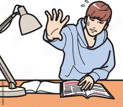 勉強、助けを求める男子