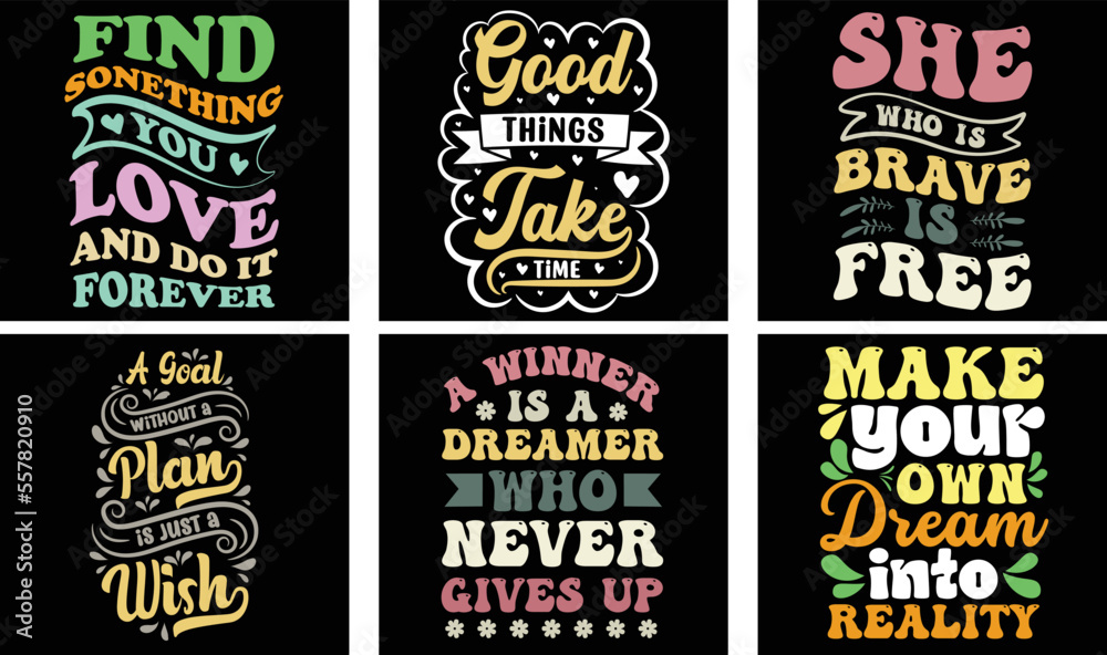Motivational Saying T-shirt Design Bundle. Motivational Saying Vector Graphics. Motivational Typography t shirt design