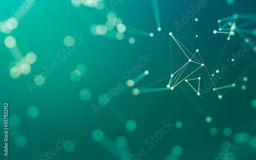 Fototapeta Naklejka Na Ścianę i Meble -  Abstract background. Molecules technology with polygonal shapes, connecting dots and lines. Connection structure. Big data visualization.