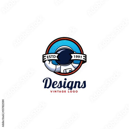 Premium vector, outer space astronaut logo.