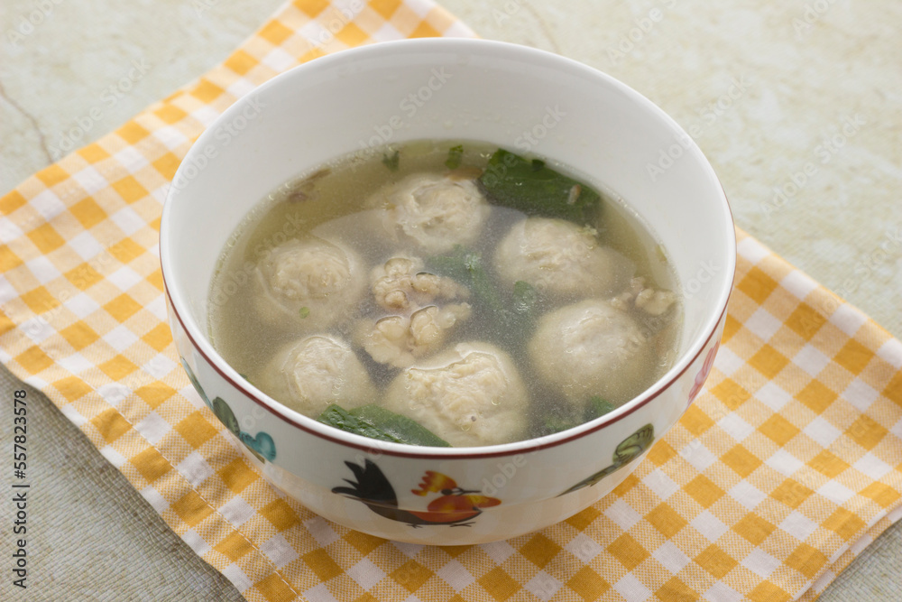 bakso. indonesian meatball served with soup and noodle