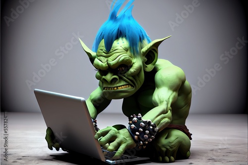 Internet Troll - online trolls are a part of everyday life thanks to connected technologies that allow us safe distance to voice controversial opinions unchecked. generative AI photo