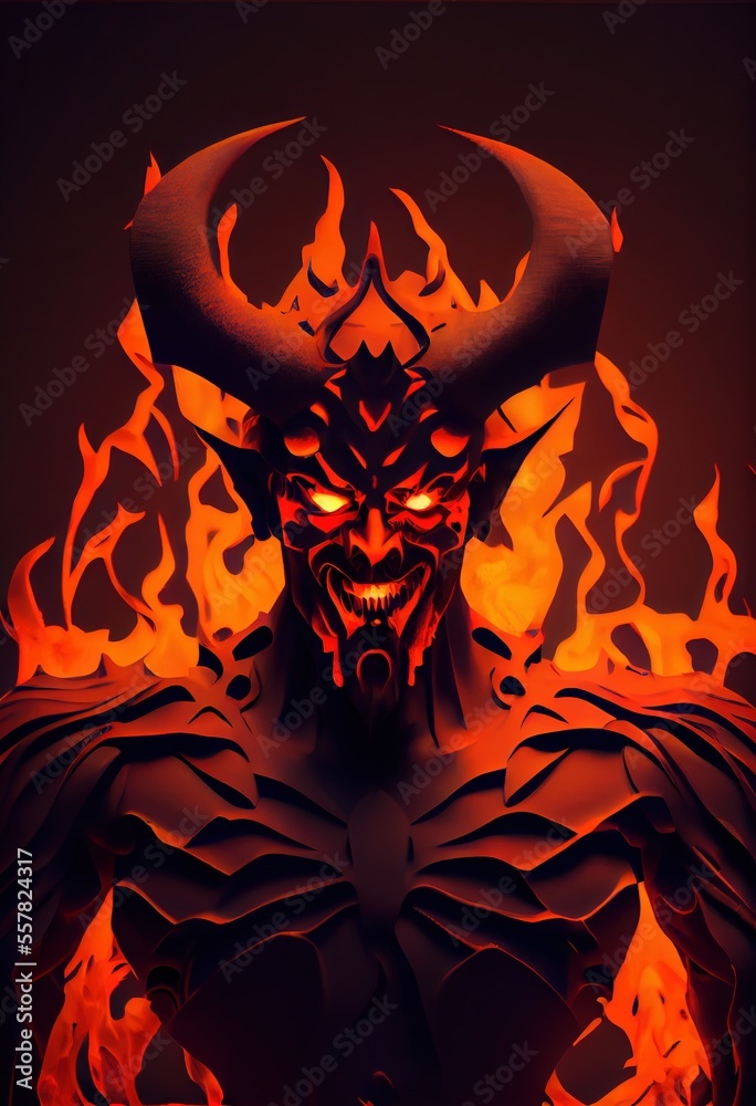 Satan in Hell - The devil is a red demon living in the hellish ...