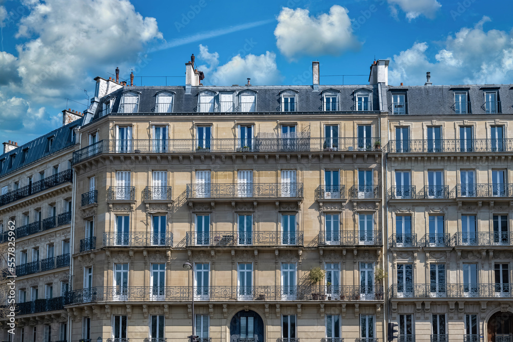 Paris, luxury parisian facade in the 5e arrondissement, rue Gay-Lussac