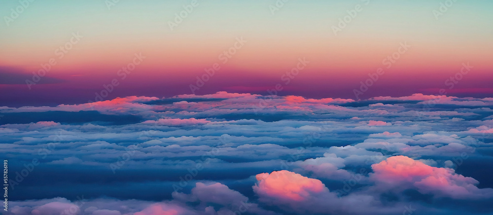 Beautiful pastel pink and purple skies and clouds at night as the sun sets. - obrazy, fototapety, plakaty 