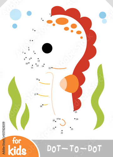 Numbers game, education dot to dot game for kids, Sea horse