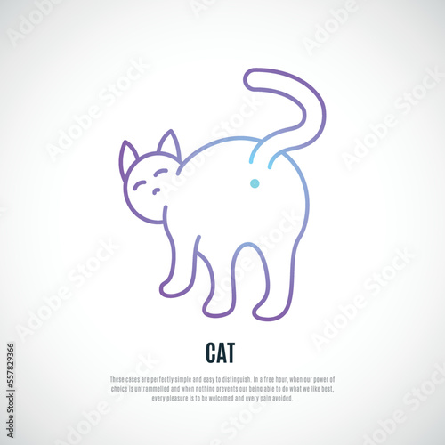 Funny cat silhouette isolated on white background. Simple Cat icon. Vector illustration.