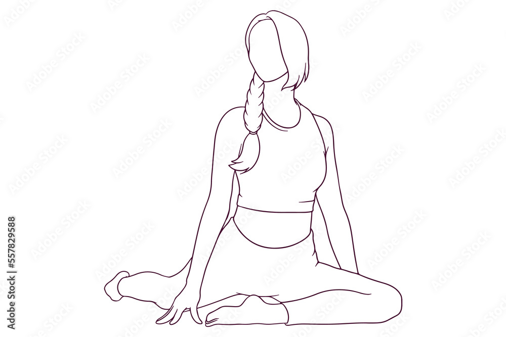 young woman doing yoga pose hand drawn style vector illustration young woman doing yoga pose hand drawn style vector illustration