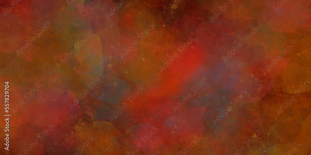 Abstract background with watercolor Vanttege wall crackted Scary multicolor backdrop background. Dark red and ornage . Dark Red and multicolorhorror scary background. Dark red watercolor wall grunge.
