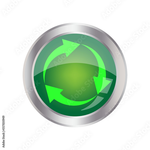 Green recycle button. Natural background. Vector illustration. Stock image.