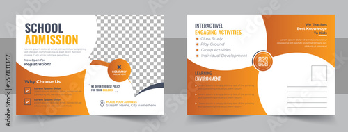 Modern school admission eddm postcard design, Kids back to school education admission postcard template