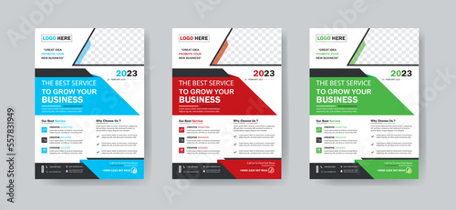 Business flyer template design set with blue, orange, red and yellow color. marketing, business proposal, promotion, advertise, publication, cover page. new digital marketing flyer set. © MahammadFiruz