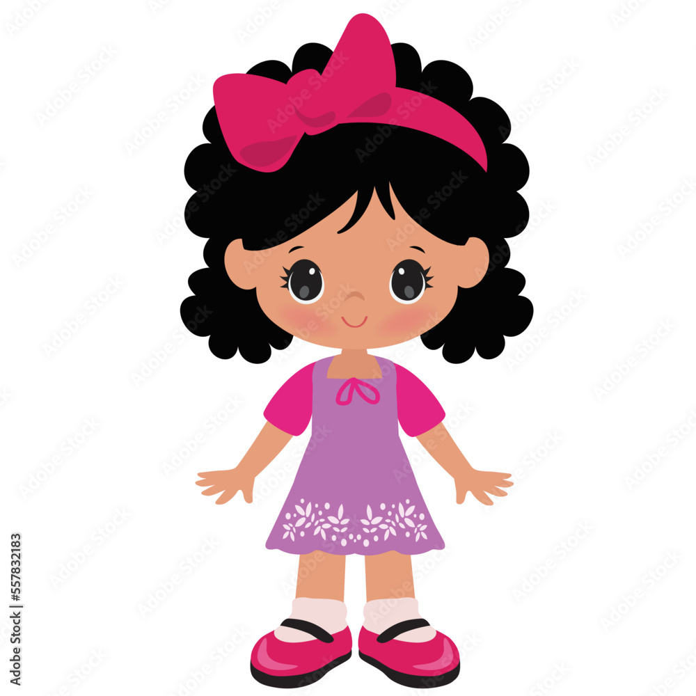 Cute little girl vector cartoon illustration Stock Vector | Adobe Stock