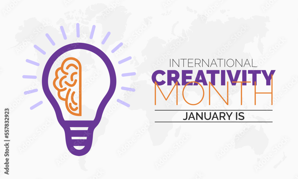 Vector banner template design concept of International Creativity Month observed on every January