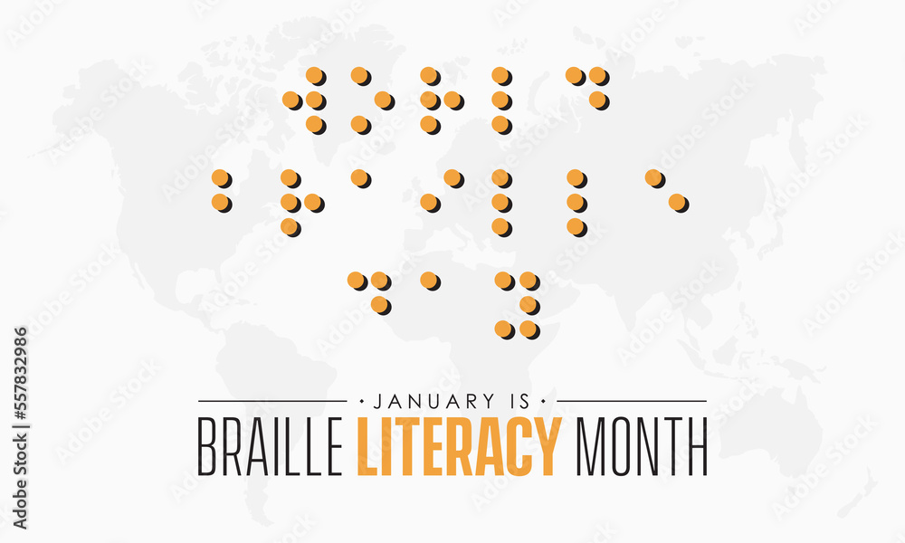 Naklejka premium Vector banner template design concept of National Braille Literacy Month observed on every January