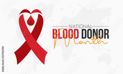 Vector banner template design concept of National Blood Donor Month observed on every January