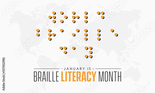 Vector banner template design concept of National Braille Literacy Month observed on every January