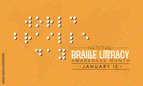Vector banner template design concept of National Braille Literacy Month observed on every January