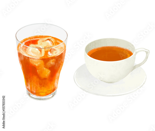 紅茶　アイス　ホット
