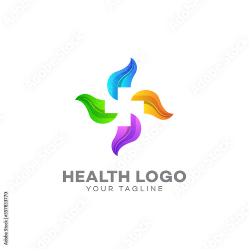 Health care logo with plus sign, Medical pharmacy logo design template