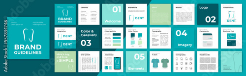 Turquoise Brand Guidelines template. Corporate Guide line identity presentation. Logo Guideline template. Logo Guide Book. Logotype presentation