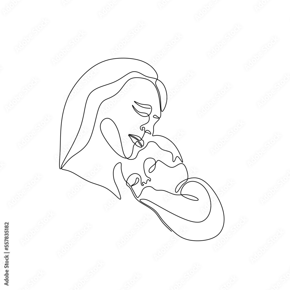 mom and kids continuous drawing single line art mom and kids continuous drawing single line art
