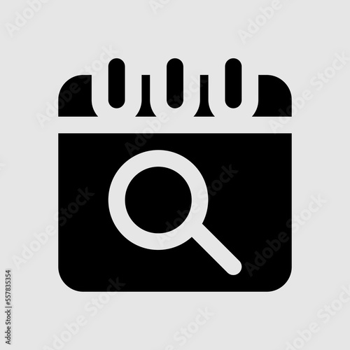 Search date icon in solid style, use for website mobile app presentation