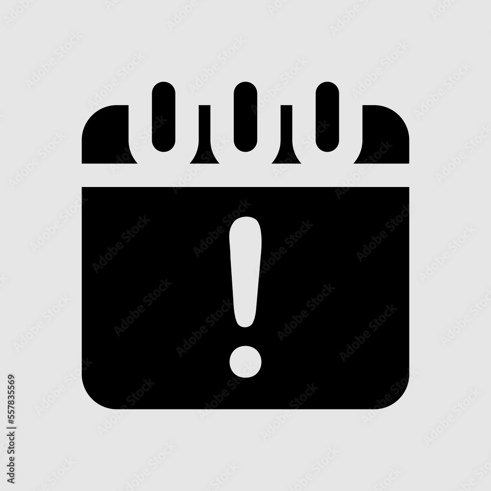 Warning date icon in solid style, use for website mobile app presentation Warning date icon in solid style, use for website mobile app presentation