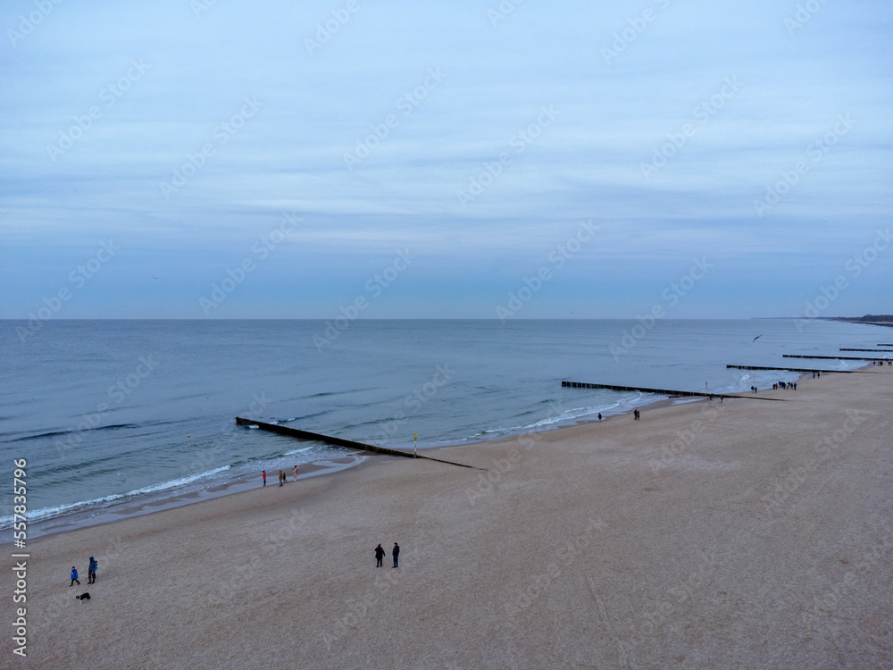 Aerial view. The sea as seen from above. Water, sand, waves, beach, landscape, nature, winter, park.