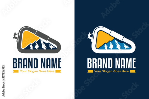 Carabiner climber mountain adventure illustration logo