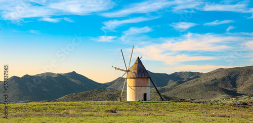 Windmill near Almeria, Andalusia in Spain