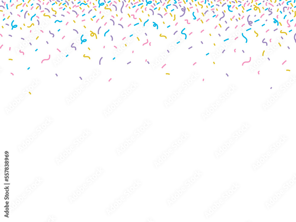 Background with a bright multicolored confetti on a white background. Vector illustration