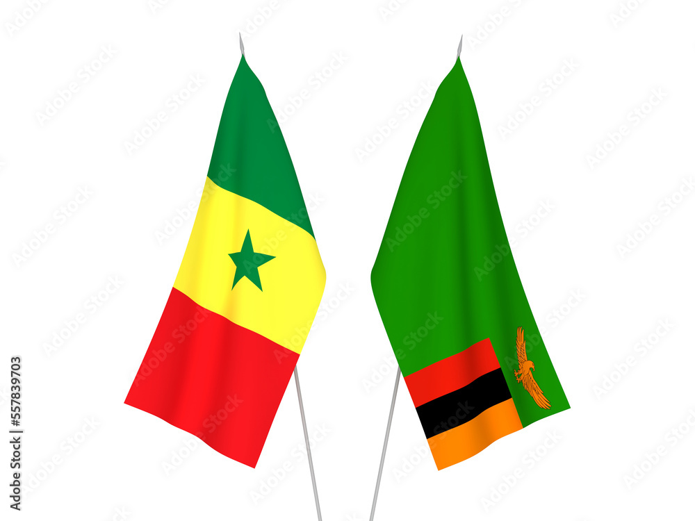 Republic of Senegal and Republic of Zambia flags Republic of Senegal and Republic of Zambia flags