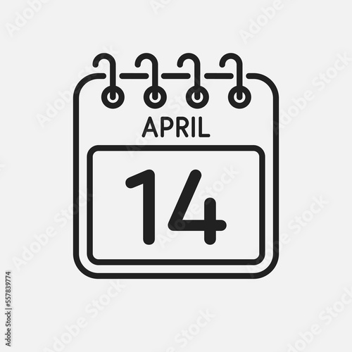 Icon page calendar day - 14 April