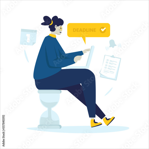 Deadline reminder time management flat illustration