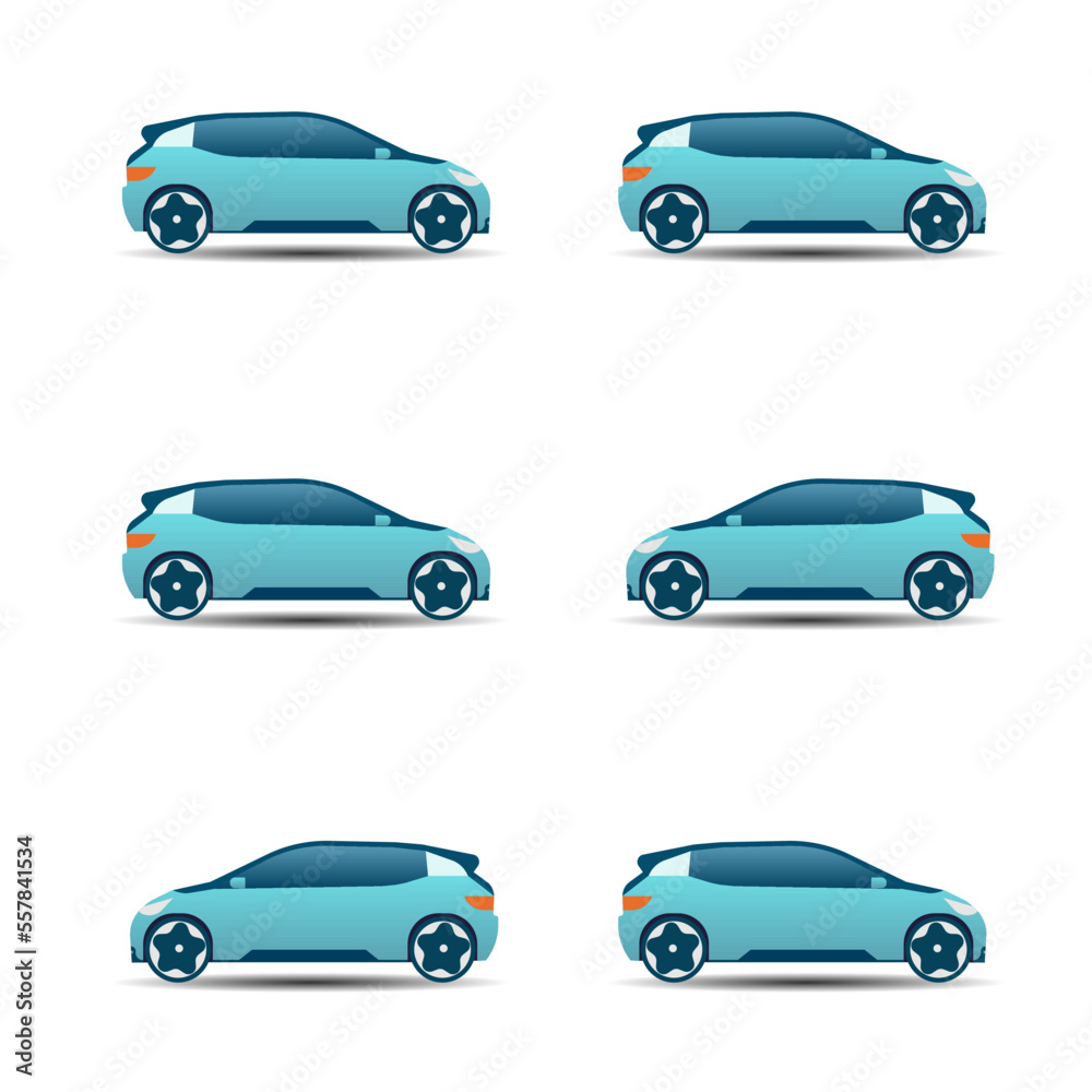 Vector banner with electric car.  Isolated electric car. Vector illustration. Modern SUV car. Side view of a crossover vehicle isolated on white background. Vector car icon for road traffic and transp