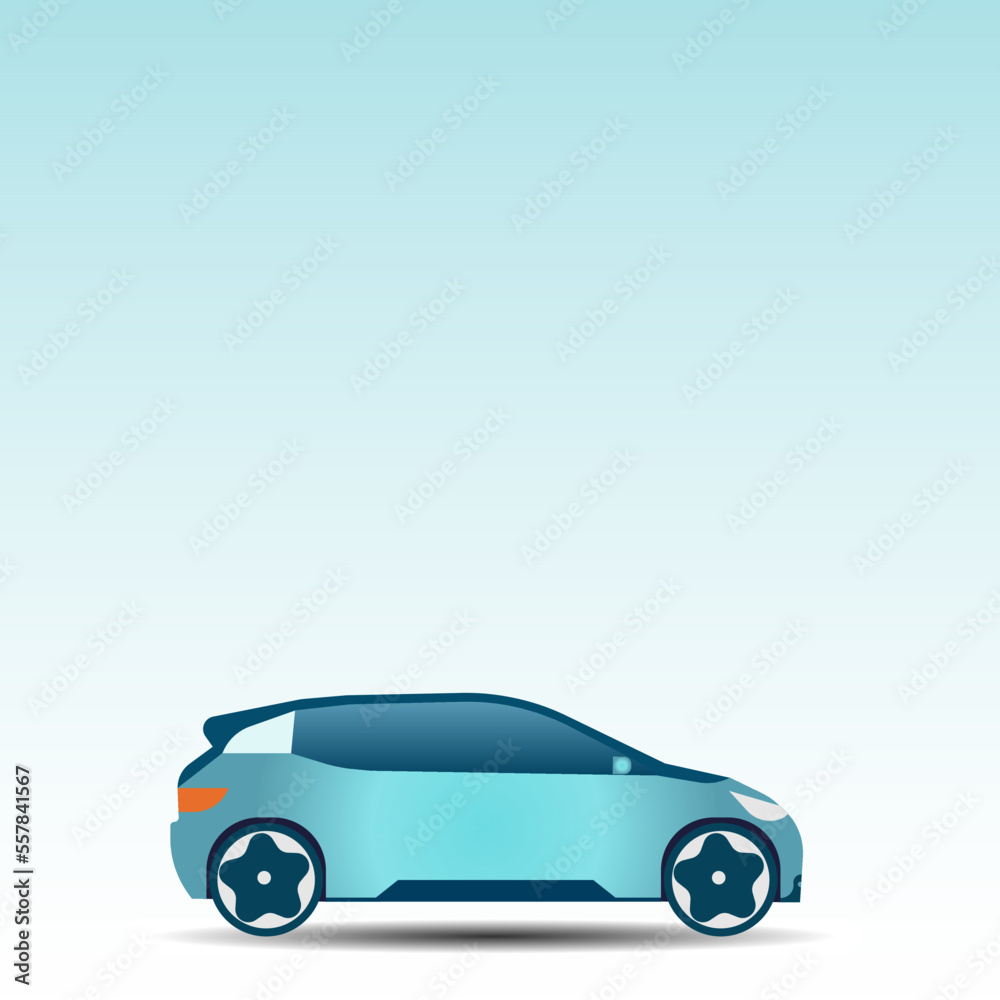 Vector banner with electric car.  Isolated electric car. Vector illustration. Modern SUV car. Side view of a crossover vehicle isolated on white background. Vector car icon for road traffic 