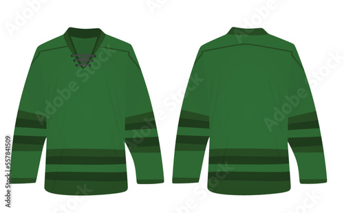 Green striped ice hockey shirt. vector illustration