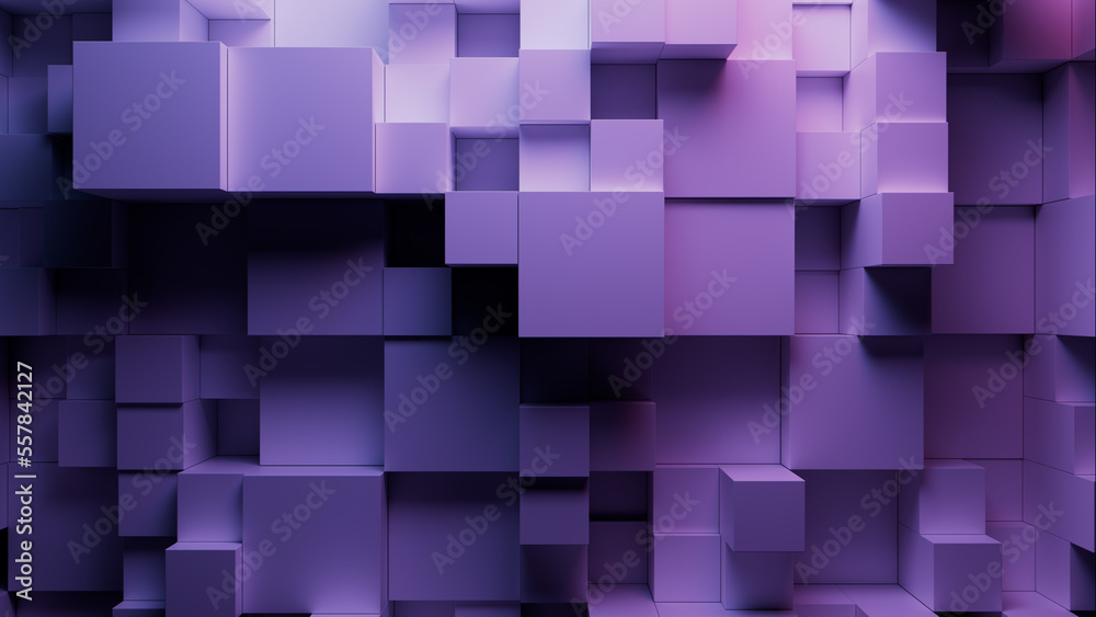 Perfectly Arranged Multisized Block Wall. Purple and Pink, Futuristic Tech Background. 3D Render. Perfectly Arranged Multisized Block Wall. Purple and Pink, Futuristic Tech Background. 3D Render.