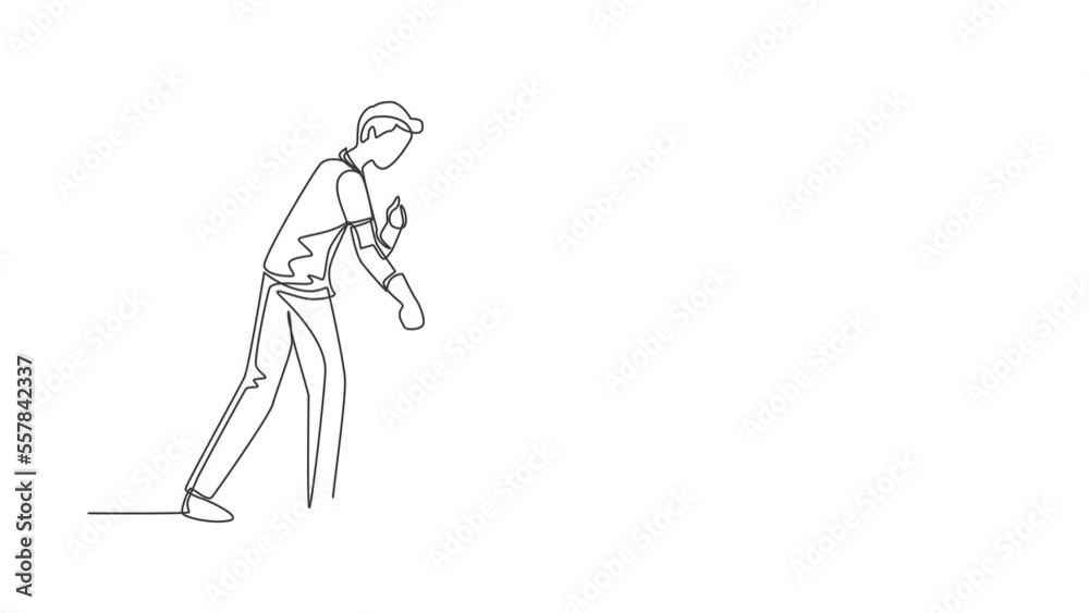 Animated self drawing of continuous line draw male mopping floor. Cleaning workers. Professional cleaning staff, domestic cleaner worker and cleaners equipment. Full length single line animation Animated self drawing of continuous line draw male mopping floor. Cleaning workers. Professional cleaning staff, domestic cleaner worker and cleaners equipment. Full length single line animation