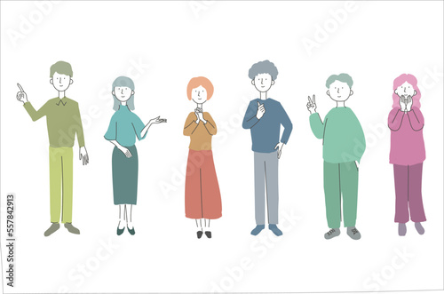Wallpaper Mural 色々なポーズをする男女のグループのイラスト Torontodigital.ca