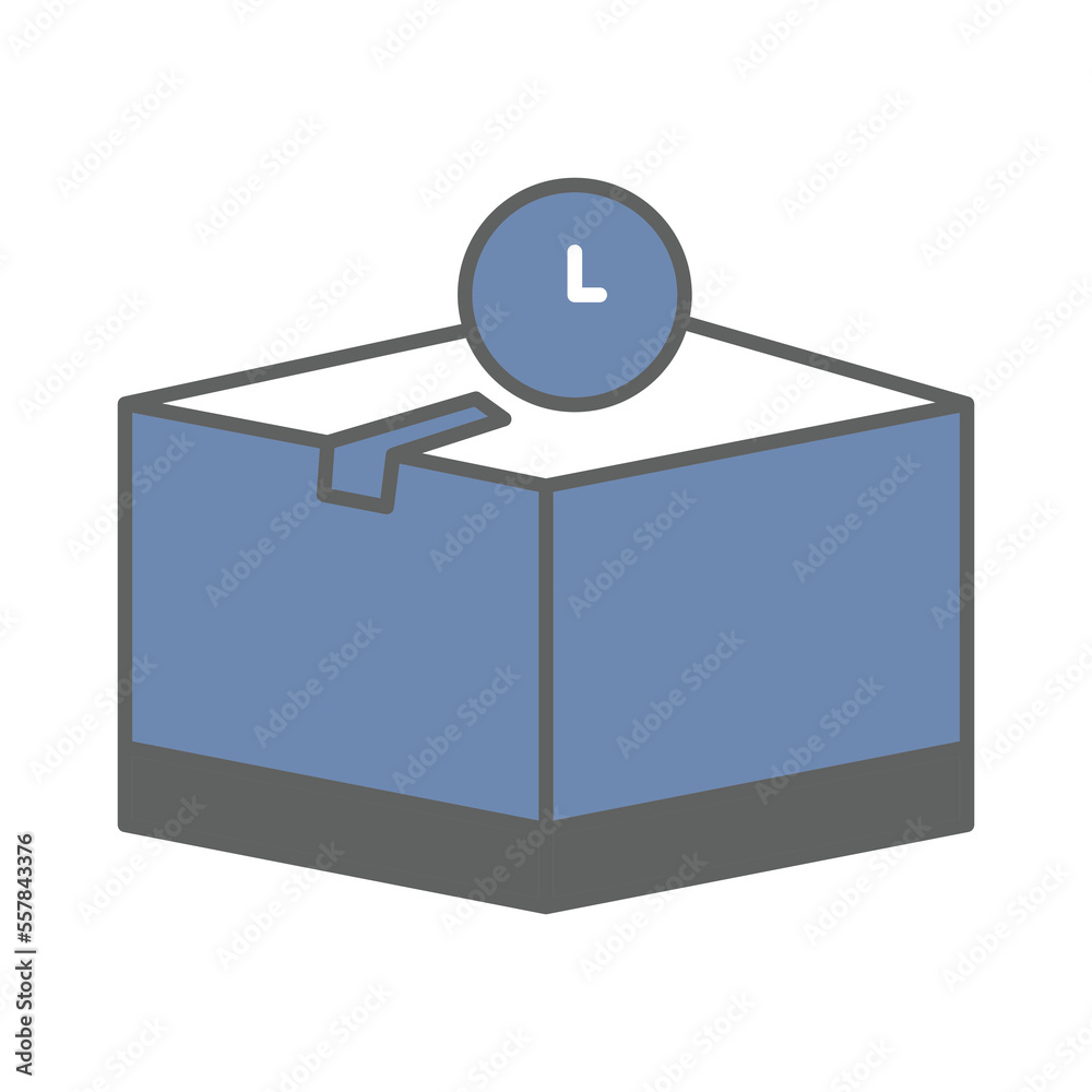 Cargo box icon illustration with time. suitable for on delivery. icon related to logistic, delivery. Two tone icon style. Simple vector design editable Cargo box icon illustration with time. suitable for on delivery. icon related to logistic, delivery. Two tone icon style. Simple vector design editable