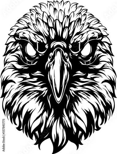 Hand drawn face of crow. Raven tattoo illustration mascot art bird.